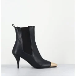 Clearance GARRICE LAB Boots cuir nuit pointe dorée - NAKO NAPPA DARK NAVY BLEU