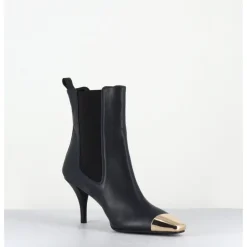 Clearance GARRICE LAB Boots cuir nuit pointe dorée - NAKO NAPPA DARK NAVY BLEU