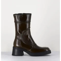 Clearance E8 BY MIISTA Boots cuir brillant khaki 90's - MALENE KHAKI BOOTS