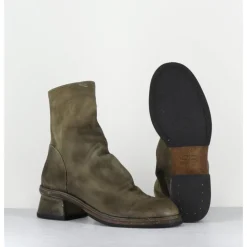 Online SHOTO Boots cuir gras kaki hand washed - 51759 PELUCHE CRUST