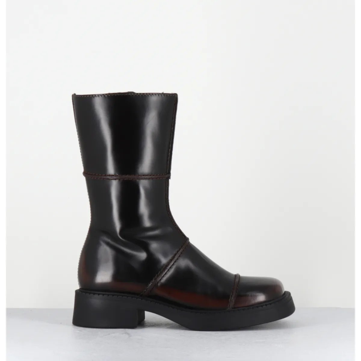 Best E8 BY MIISTA Boots cuir brossé bout carré 90s - DAHLIA DARK BROWN BOOTS MARRON