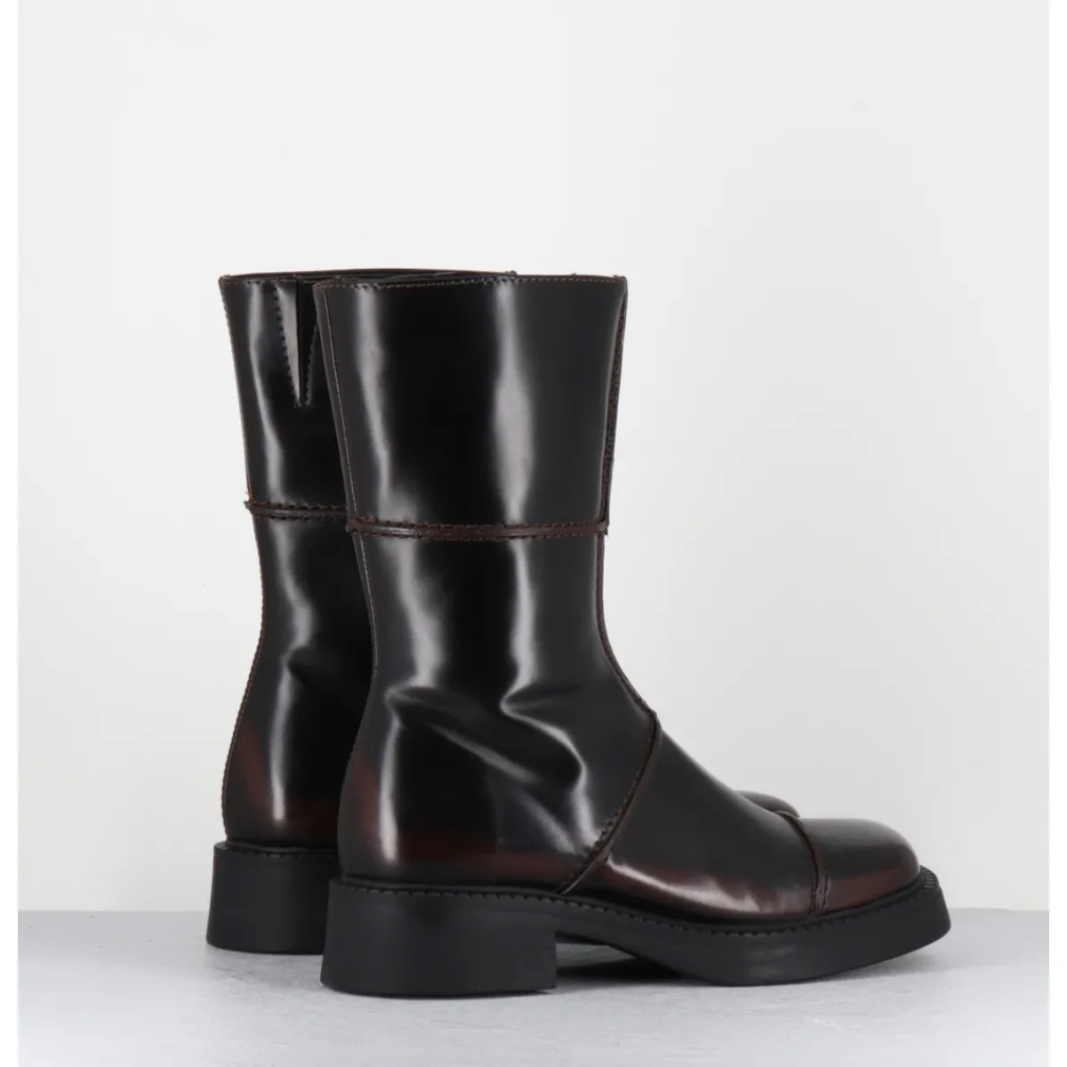 Best E8 BY MIISTA Boots cuir brossé bout carré 90s - DAHLIA DARK BROWN BOOTS MARRON