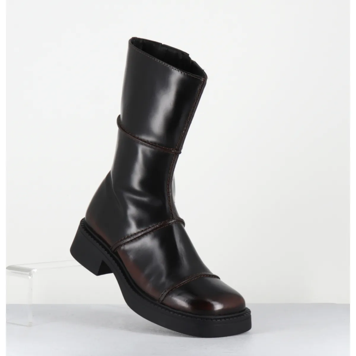 Best E8 BY MIISTA Boots cuir brossé bout carré 90s - DAHLIA DARK BROWN BOOTS MARRON