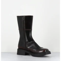 Best E8 BY MIISTA Boots cuir brossé bout carré 90s - DAHLIA DARK BROWN BOOTS MARRON