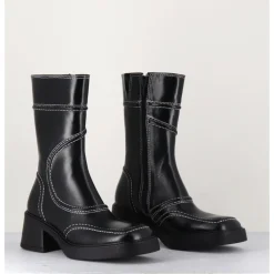 Sale E8 BY MIISTA Boots cuir surpiqûres 90's - MALENE BLACK ANKLE BOOTS NOIR