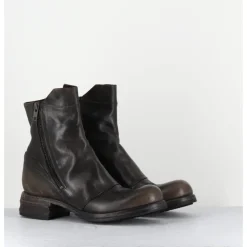 Sale SHOTO Boots doublie-zip en cuir usé - 50993 HORSE NAPPA MARRON