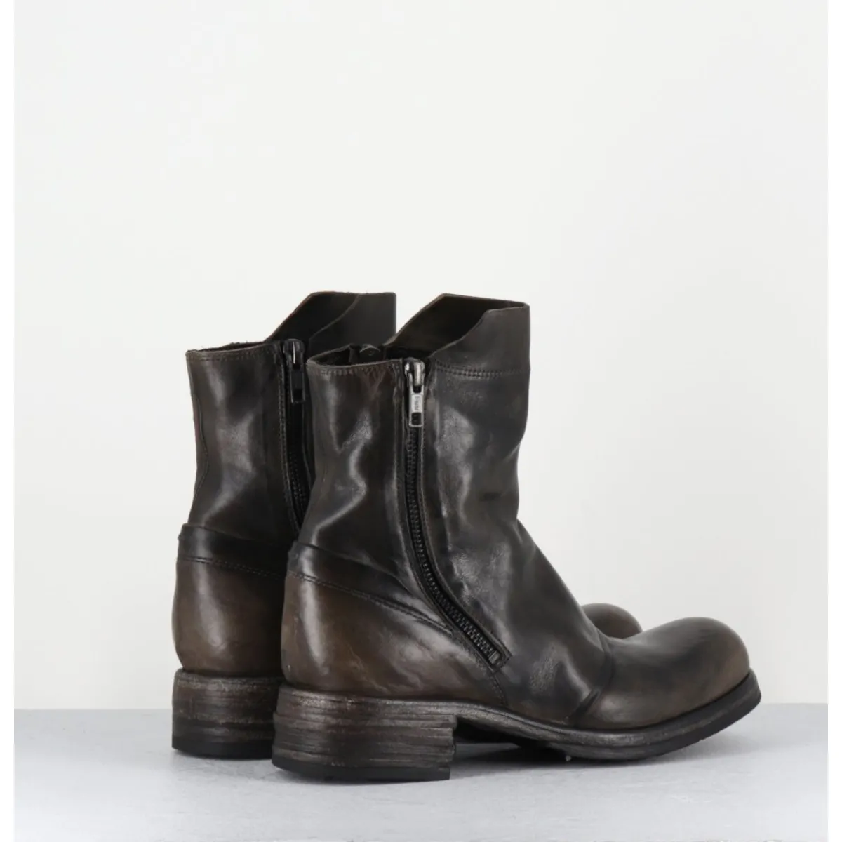 Sale SHOTO Boots doublie-zip en cuir usé - 50993 HORSE NAPPA MARRON