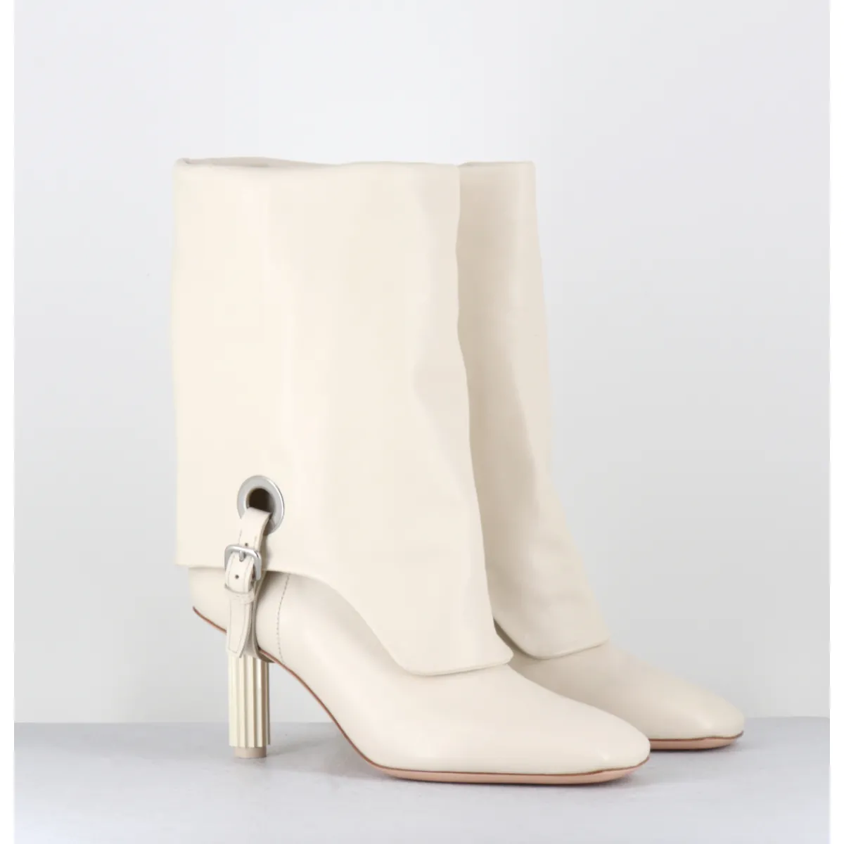 New AGL Boots en cuir blanc à rabat - DORICA SOFT GESSO BEIGE