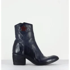 Hot FAUZIAN JEUNESSE Boots en cuir bleu & étoile rouge - 2039C IGNIS NAVY MARINE
