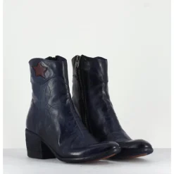 Hot FAUZIAN JEUNESSE Boots en cuir bleu & étoile rouge - 2039C IGNIS NAVY MARINE