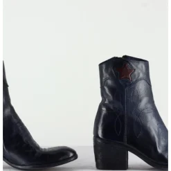 Hot FAUZIAN JEUNESSE Boots en cuir bleu & étoile rouge - 2039C IGNIS NAVY MARINE