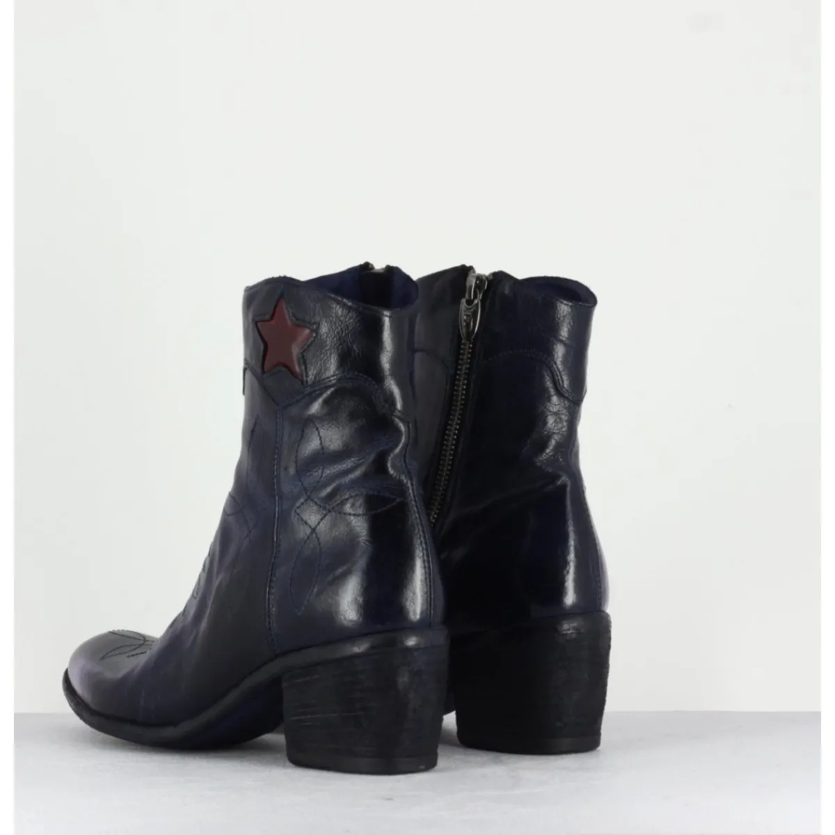 Hot FAUZIAN JEUNESSE Boots en cuir bleu & étoile rouge - 2039C IGNIS NAVY MARINE