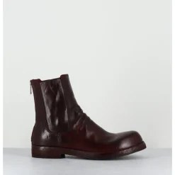 OFFICINE CREATIVE Boots en cuir x lavé zip arrière - BULLA DD 304 RUBINO BORDEAU