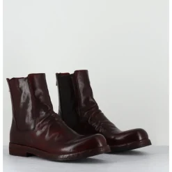 OFFICINE CREATIVE Boots en cuir x lavé zip arrière - BULLA DD 304 RUBINO BORDEAU