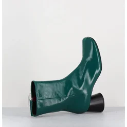 New HALMANERA Boots en cuir brillant talon géométrique - DANI04 GLAZE SELVA VERT
