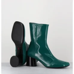 New HALMANERA Boots en cuir brillant talon géométrique - DANI04 GLAZE SELVA VERT