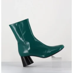 New HALMANERA Boots en cuir brillant talon géométrique - DANI04 GLAZE SELVA VERT