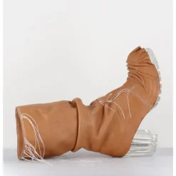 New SDM Boots en cuir semelle translucide et fils blancs - VLAD NAPPA CAMEL