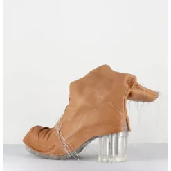 New SDM Boots en cuir semelle translucide et fils blancs - VLAD NAPPA CAMEL