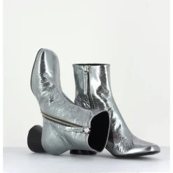 Sale HALMANERA Boots en cuir froissé métallisé - ODILE02 METAL ARGENT