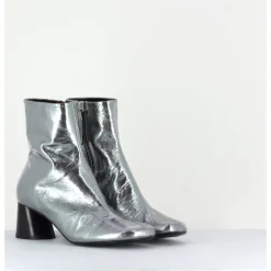 Sale HALMANERA Boots en cuir froissé métallisé - ODILE02 METAL ARGENT