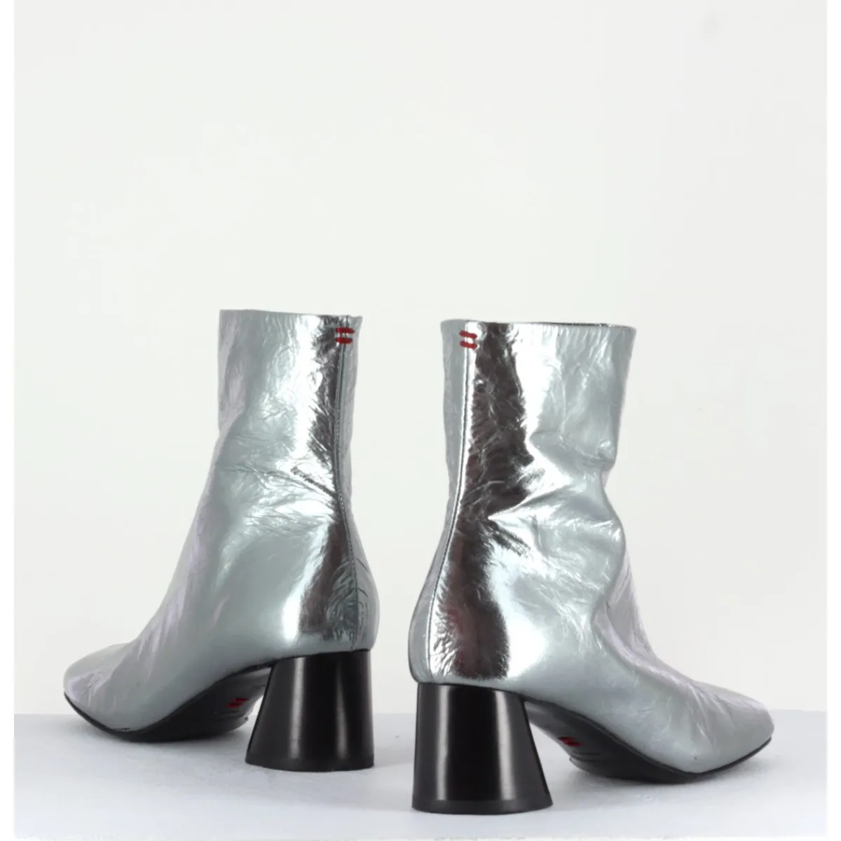 Sale HALMANERA Boots en cuir froissé métallisé - ODILE02 METAL ARGENT