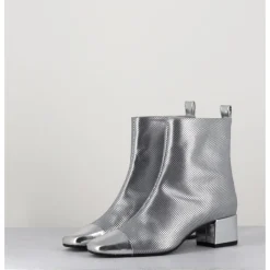 CAREL Boots en cuir gaufré détails miroir - ESTIME BIS ARGENT