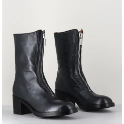 Hot LA BOTTEGA DI LISA Boots en cuir métallisé à zip - 888 NAPPA FUCILE ANTHRACITE