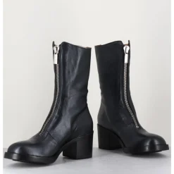 Hot LA BOTTEGA DI LISA Boots en cuir métallisé à zip - 888 NAPPA FUCILE ANTHRACITE