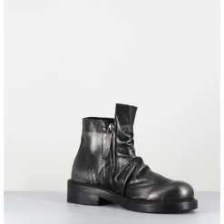 Clearance GARRICE LAB Boots en cuir métallisé & noir - TORIA MOUVE PIOMBO ANTHRACITE