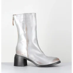 Hot MOMA Boots en cuir métallisé mi haute - 72403 CUSNA O ARGENT