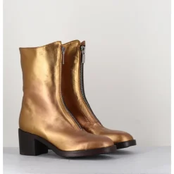 Clearance LA BOTTEGA DI LISA Boots en cuir métallisé doré à zip -888 NAPPA ORO DORE