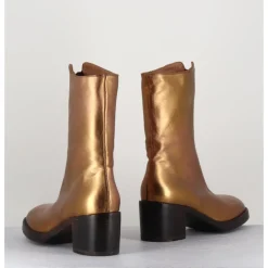 Clearance LA BOTTEGA DI LISA Boots en cuir métallisé doré à zip -888 NAPPA ORO DORE