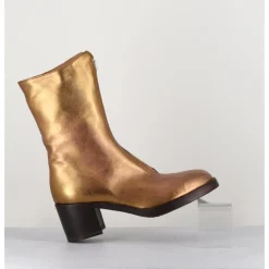 Clearance LA BOTTEGA DI LISA Boots en cuir métallisé doré à zip -888 NAPPA ORO DORE
