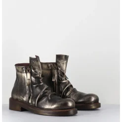 Outlet GARRICE LAB Boots en cuir métallisé doré & noir - TORIA MOUVE GOLD DORE