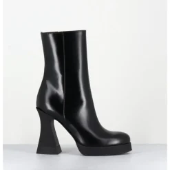 Online AGL Boots en cuir à talon haut en gomme - JANIS BOOTIE NERO NOIR