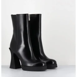 Online AGL Boots en cuir à talon haut en gomme - JANIS BOOTIE NERO NOIR