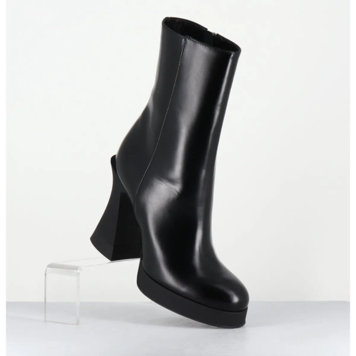 Online AGL Boots en cuir à talon haut en gomme - JANIS BOOTIE NERO NOIR