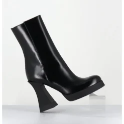 Online AGL Boots en cuir à talon haut en gomme - JANIS BOOTIE NERO NOIR