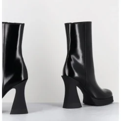 Online AGL Boots en cuir à talon haut en gomme - JANIS BOOTIE NERO NOIR