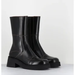 Clearance E8 BY MIISTA Boots en cuir & surpiqûres marron - HEYA BLACK BROWN BOOTS NOIR