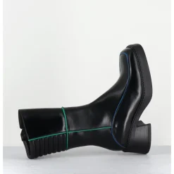 Online E8 BY MIISTA Boots en cuir & surpiqûres vert + bleu - KERRI BLACK BOOTS NOIR