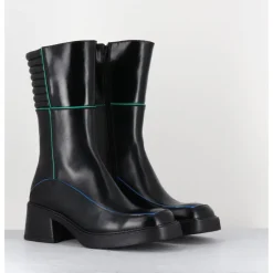 Online E8 BY MIISTA Boots en cuir & surpiqûres vert + bleu - KERRI BLACK BOOTS NOIR
