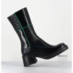Online E8 BY MIISTA Boots en cuir & surpiqûres vert + bleu - KERRI BLACK BOOTS NOIR