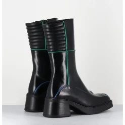 Online E8 BY MIISTA Boots en cuir & surpiqûres vert + bleu - KERRI BLACK BOOTS NOIR