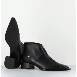 GARRICE LAB Boots en cuir bout pointu & zip central - INE25 NAPPA NERO NOIR