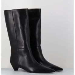 Outlet THEA MIKA Boots en cuir bout pointu petit talon conique - TMC280B NATUR NERO NOIR