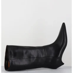 Outlet THEA MIKA Boots en cuir bout pointu petit talon conique - TMC280B NATUR NERO NOIR