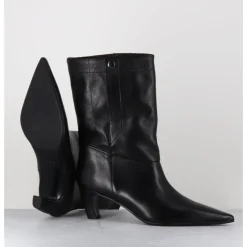 Discount THEA MIKA Boots en cuir bout pointu à pression - TMC451B NATUR NERO NOIR