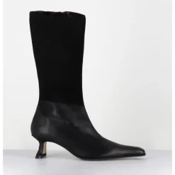 Outlet MIISTA Boots en cuir dégradé petit talon - RILLA DEGRADE BOOTS NOIR